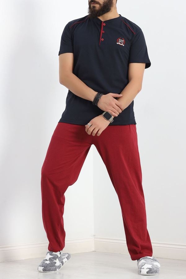 Düğmeli Erkek Pijama Takımı Lacibordo - 17370.1048.