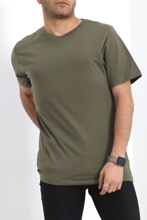 Erkek Basic Bisiklet Yaka Tişört Haki - 21751.200.