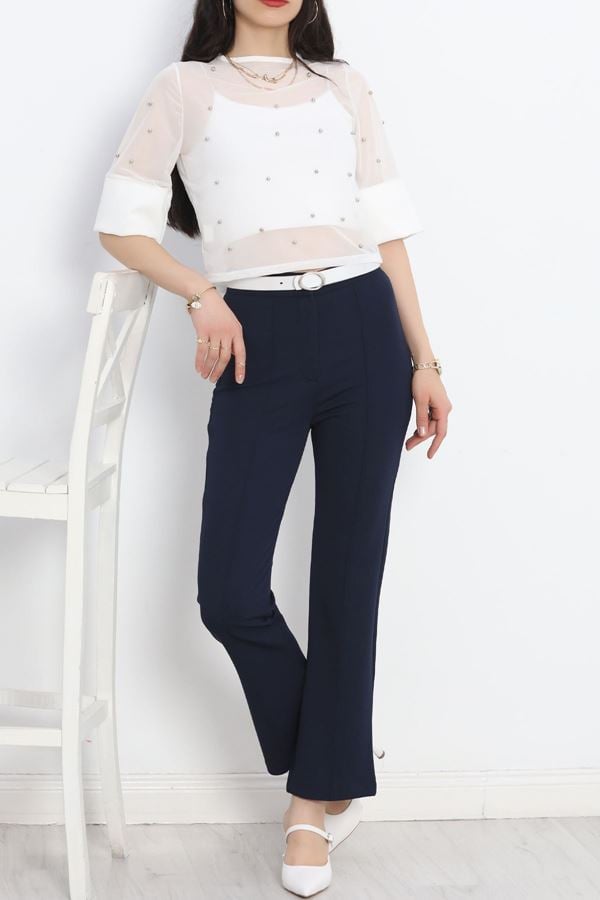 Çımalı Zra Krep Pantolon Lacivert - 24234.683.