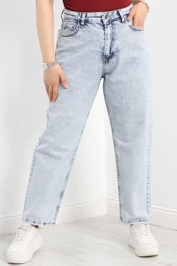 Büyük Beden Boyfriend Kot Pantolon Buzmavi - 30384.1975.