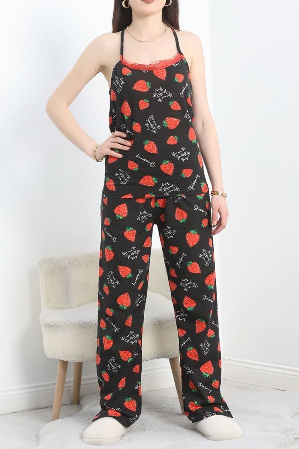 Yaka Dantelli Süprem Pijama Takımı Siyahçilek - 50192.1857.