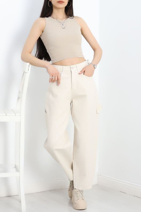Carpenter Detay Baggy Kot Pantolon Krem - 30536.1975.