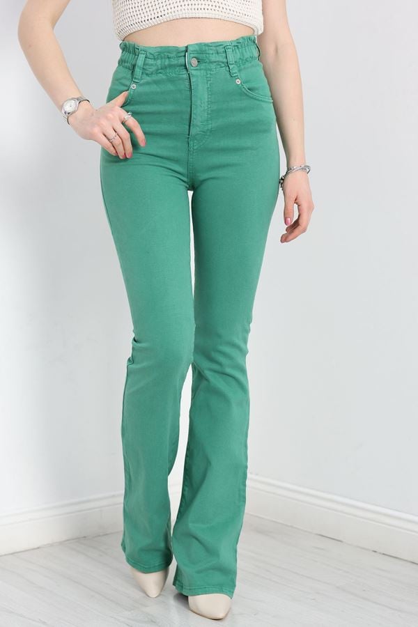 Beli Lastikli İspanyol Paça Kot Pantolon Yeşil - 30753.1966.