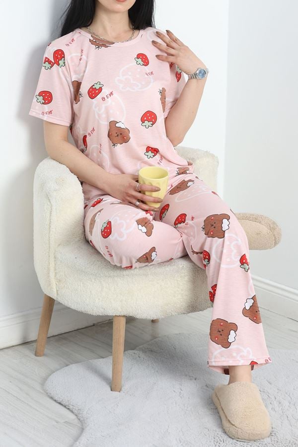 Alt Üst Aynı Viskon Pijama Takımı Çilekpembe - 485.1287.
