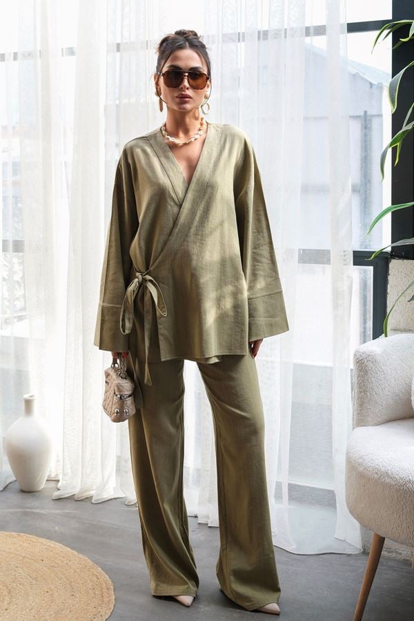 Asimetrik Kimono Takım Haki - 70153.2000.