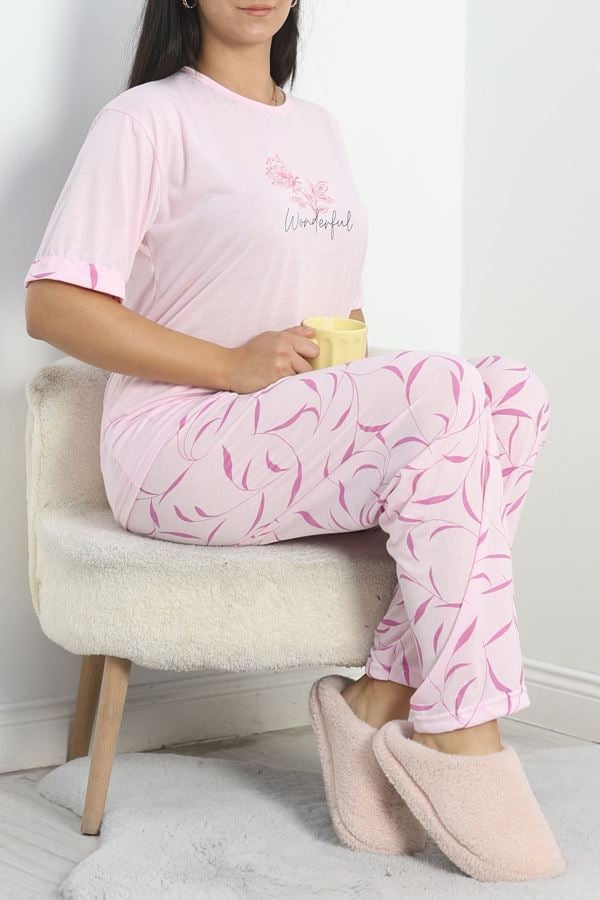 Büyük Beden Poliviskon Pijama Takımı Pembemor - 40640.1049.