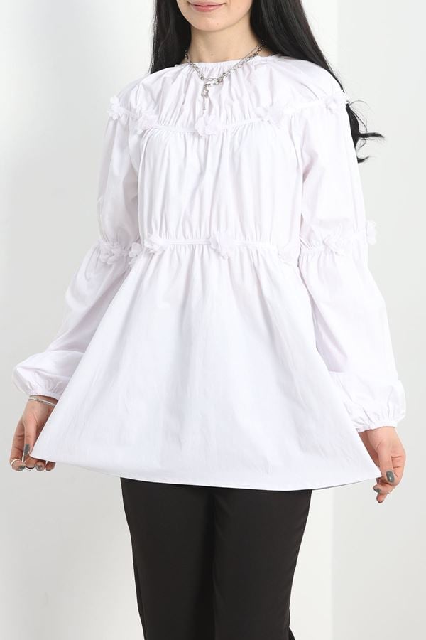 Çiçek Detaylı Tunik Beyaz - 50483.1988.