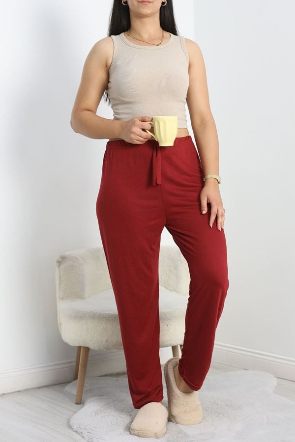 Büyük Beden Poliviskon Pijama Altı Bordo - 50451.1048.
