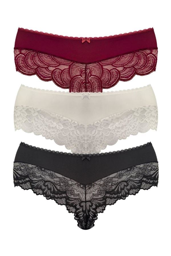 3'Lü Özel Dantelli Brazilian String Set Rengarenk - 1214.1364.