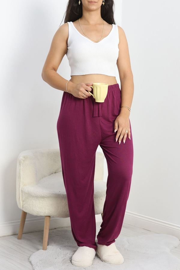 Büyük Beden Poliviskon Pijama Altı Mor - 50451.1048.
