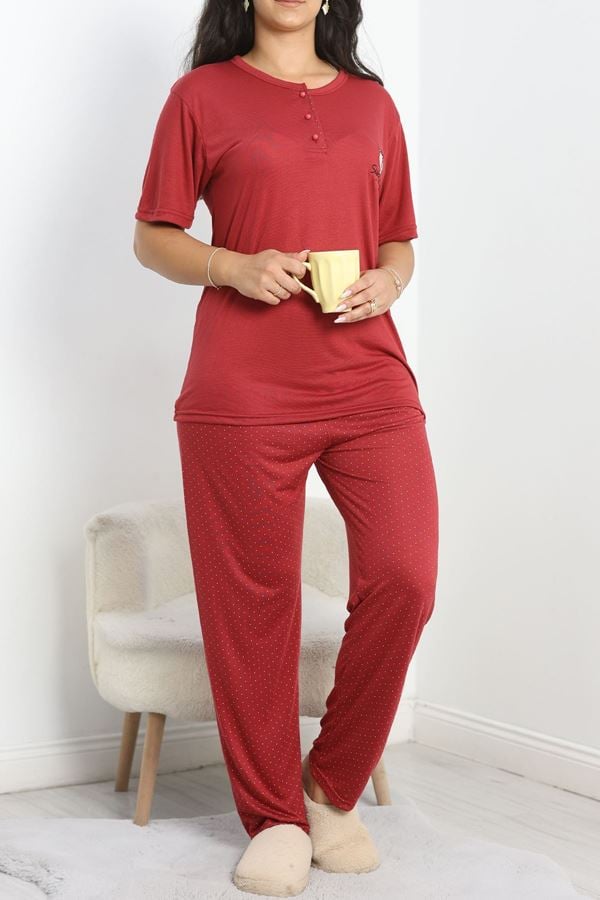 Bambu Battal Pijama Takımı Bordo - 50587.1049.