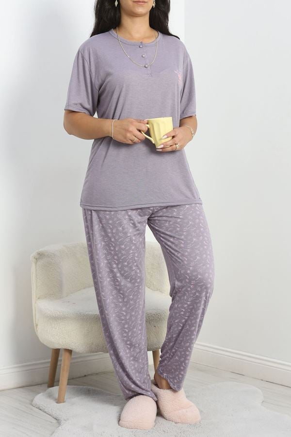 Bambu Battal Pijama Takımı Fümepembe - 50587.1049.