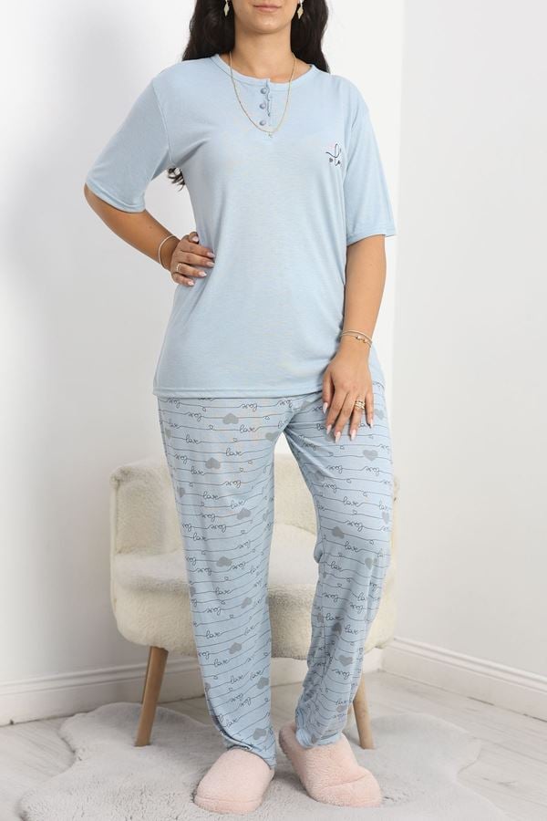 Bambu Battal Pijama Takımı Mavigri - 50587.1049.
