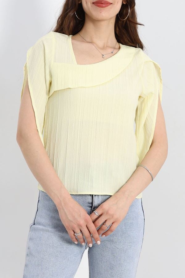 Asimetrik Kesim Bluz Sarı - 41297.308.