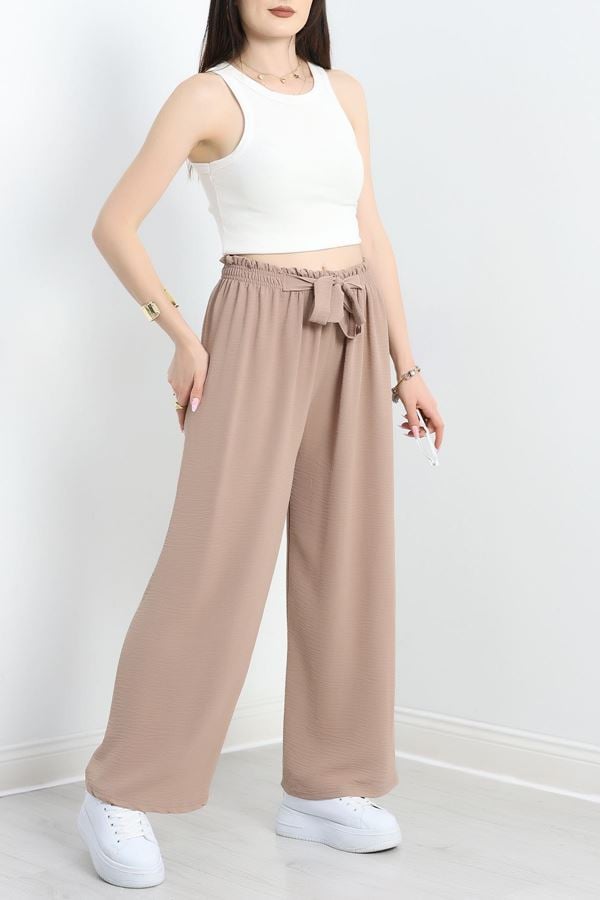 Ayrobin Kumaş Lastikli Pantolon Vizon - 30406.904.