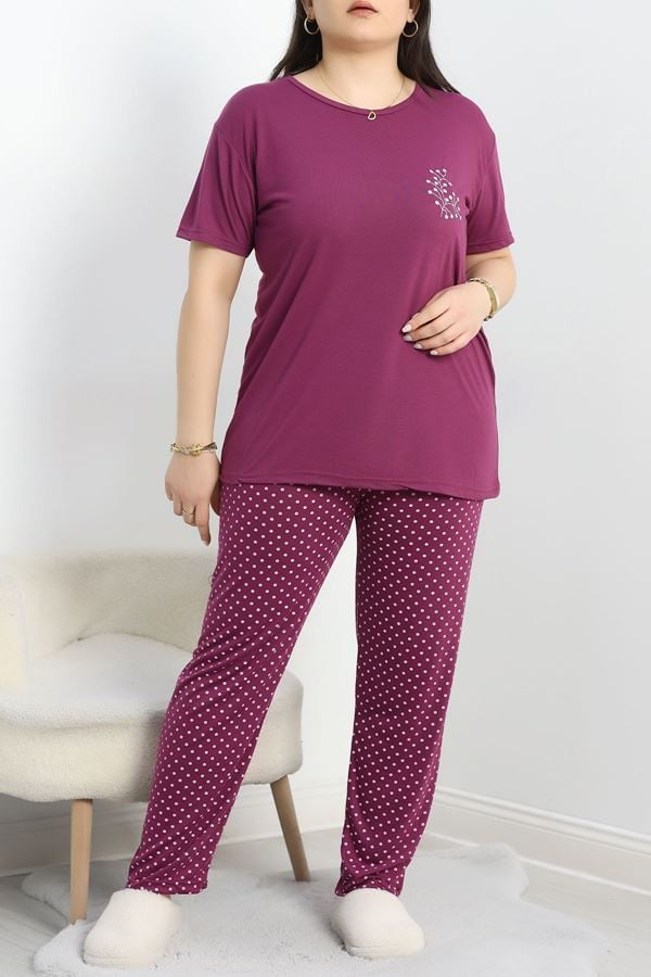 Büyük Beden Poliviskon Pijama Takımı Morbeyaz - 50161.1048.