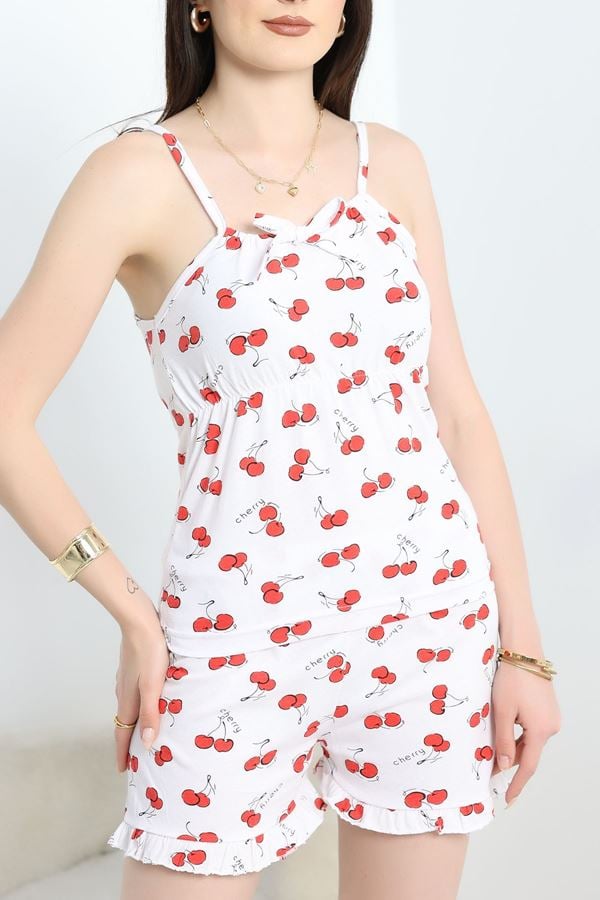 Büzgülü Süprem Şortlu Pijama Takımı Kırmızıkiraz - 50197.1857.