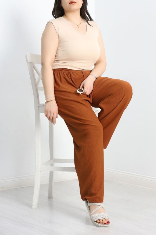 Büyük Beden Bürümcük Pantolon Kahve - 50591.2006.