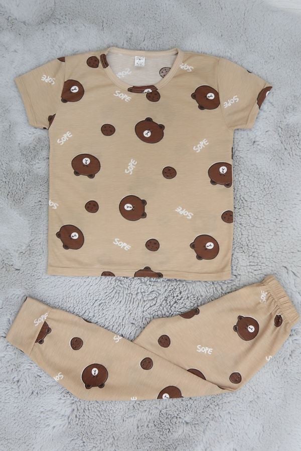 4-13 Yaş Çocuk Pijama Takımı Kahve - 413.1287.