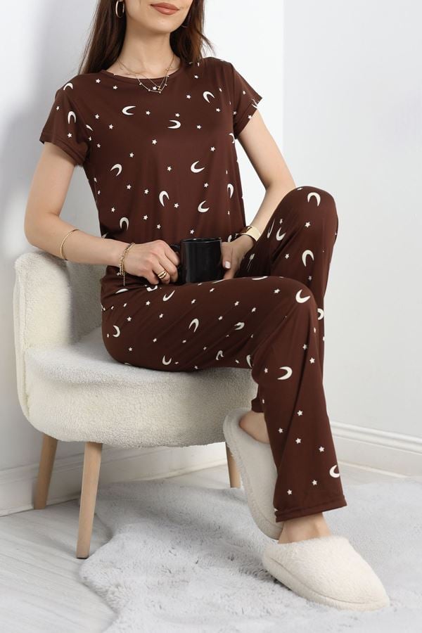 Alt Üst Aynı Pijama Takımı Kahverengi - 50079.1857.