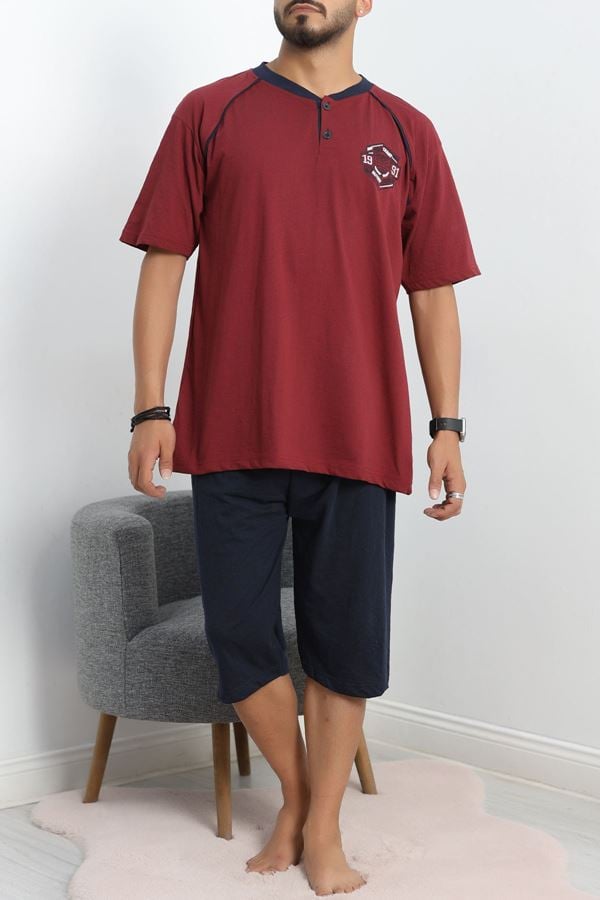 Büyük Beden Erkek Pijama Takımı Bordo - 41537.1838.
