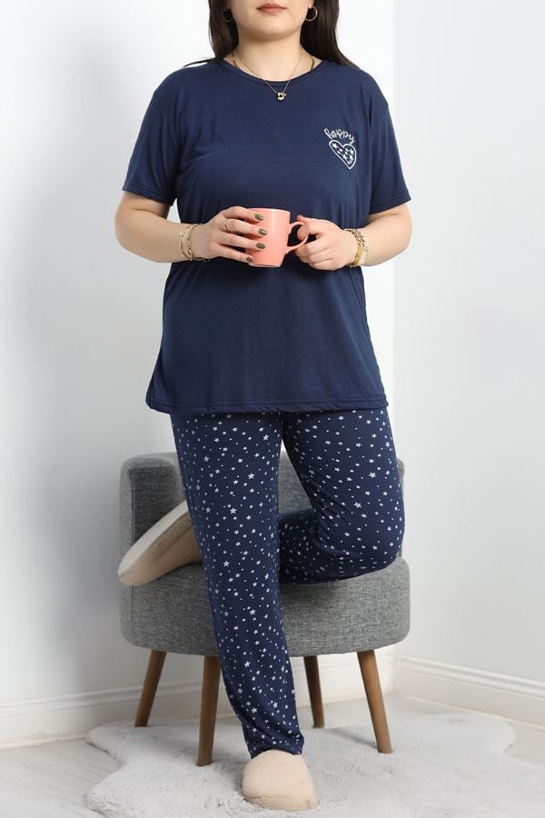 Büyük Beden Poliviskon Pijama Takımı Lacibeyaz - 50161.1048.