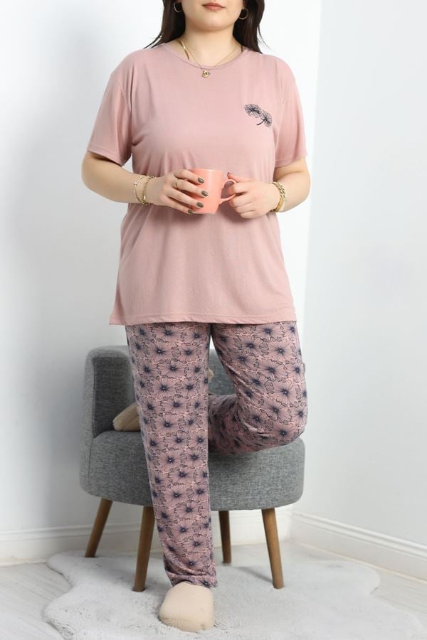 Büyük Beden Poliviskon Pijama Takımı Pembelaci - 50161.1048.