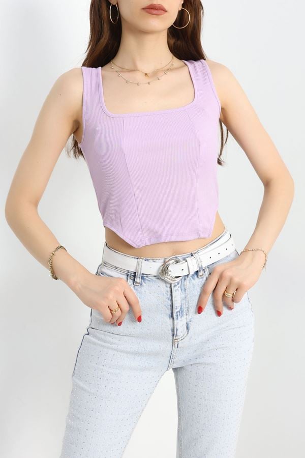 Kare Yaka Crop Atlet Lila - 3939.1595.