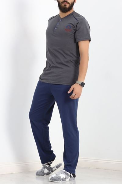 Düğmeli Erkek Pijama Takımı Fümelaci - 17370.1048.