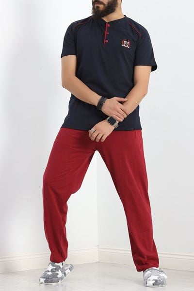 Düğmeli Erkek Pijama Takımı Lacibordo - 17370.1048.