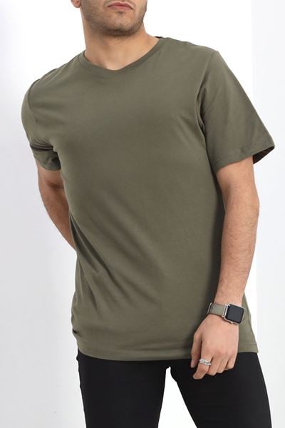 Erkek Basic Bisiklet Yaka Tişört Haki - 21751.200.