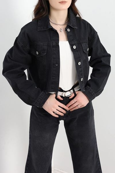 Crop Kot Ceket Siyah - 20439.1778.