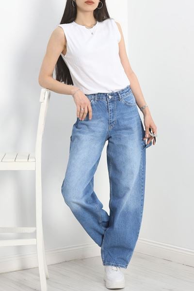 Carpenter Detaylı Baggy Kot Pantolon Mavi - 40087.1184.