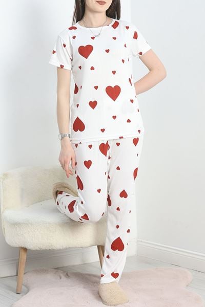 Alt Üst Aynı Pegasus Pijama Takımı Beyazbordo - 50419.1048.
