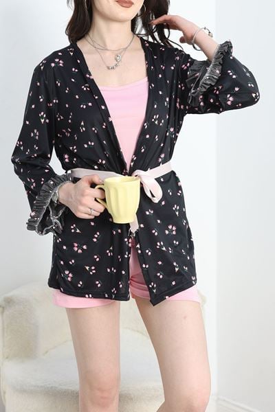 Milan Kumaş 3'Lü Set Şort Takım Pembe - 70104.1857.