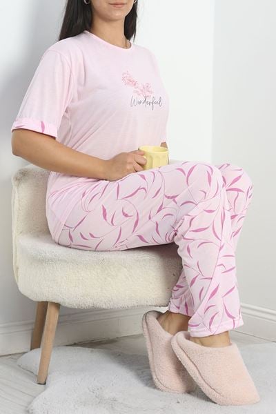 Büyük Beden Poliviskon Pijama Takımı Pembemor - 40640.1049.