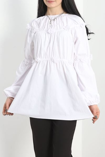 Çiçek Detaylı Tunik Beyaz - 50483.1988.