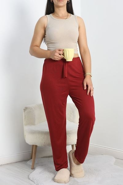 Büyük Beden Poliviskon Pijama Altı Bordo - 50451.1048.