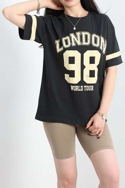 Baskılı Oversize Tişört Antrasitvizon - 40637.1872.