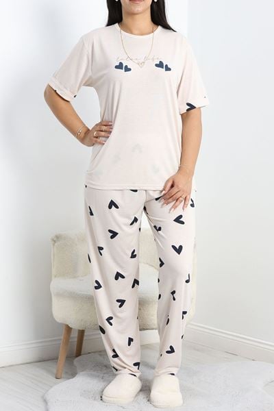Büyük Beden Poliviskon Pijama Takımı Taşsiyah - 40640.1049.