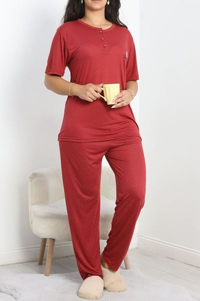Bambu Battal Pijama Takımı Bordo - 50587.1049.