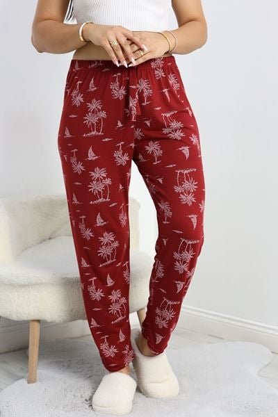 Büyük Beden Pijama Altı Bordodesenli - 50452.1048.
