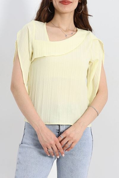 Asimetrik Kesim Bluz Sarı - 41297.308.