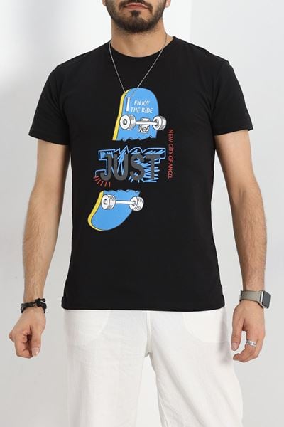 Baskılı Penye Tişört Siyah2 - 41580.1567.