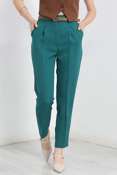Kemerli Double Pantolon Zümrüt1 - 40090.683.