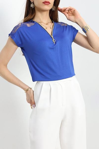 Fermuar Detaylı Bluz Saks - 20925.599.