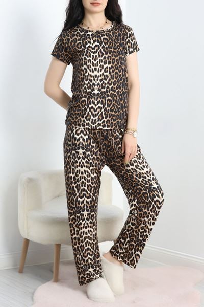 Alt Üst Aynı Pijama Takımı Kahveleopar - 50079.1857.
