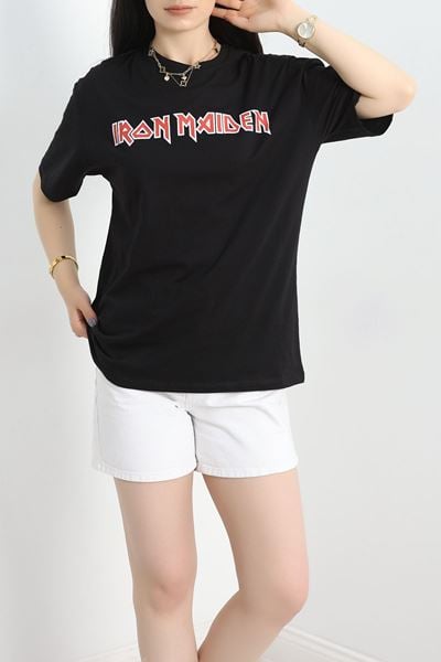 Baskılı Oversize Tişört Siyahkırmızı1 - 40649.1872.