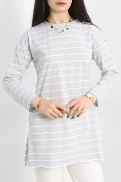 Çizgili Tunik Açıkgri - 41984.1567.