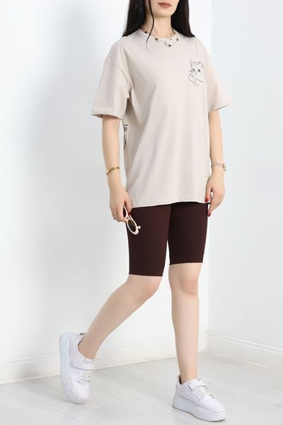 Baskılı Oversize Tişört Taşanti - 40649.1872.